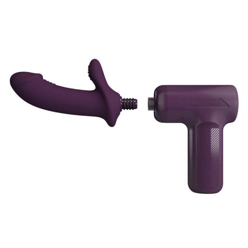 Вібратор-пістолет Pretty Love Massage Gun з фрикціями, фіолетовий, 13.6 х 3.9 см - Изображение 4