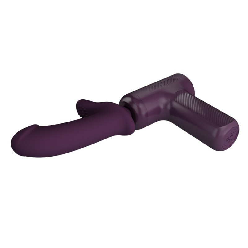 Вібратор-пістолет Pretty Love Massage Gun з фрикціями, фіолетовий, 13.6 х 3.9 см - Изображение 5