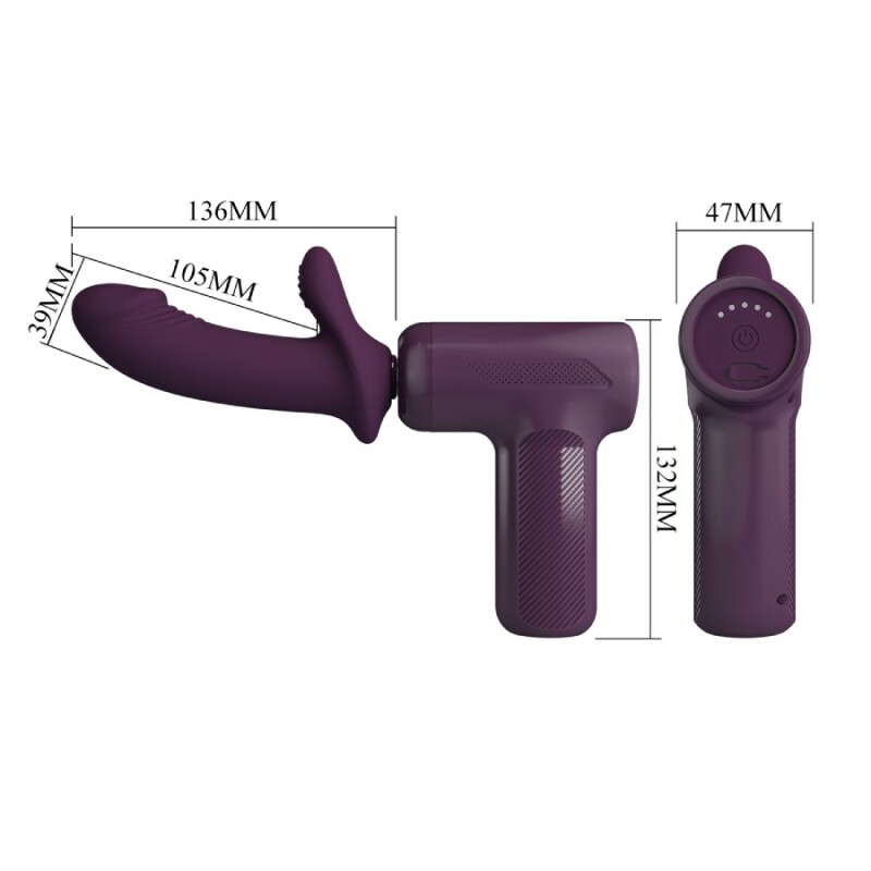 Вібратор-пістолет Pretty Love Massage Gun з фрикціями, фіолетовий, 13.6 х 3.9 см - Изображение 8