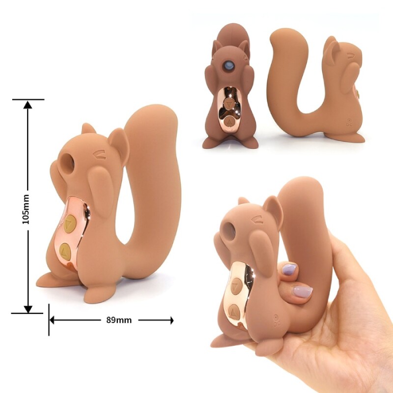 Вакуумний стимулятор клітора Sweet Em Sneaky Squirrel бежевий, з вібрацією, 10.5 х 8.9 см - Зображення 8