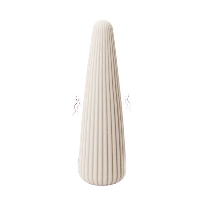 Вібратор для клітора Sweet Em Cone у формі конуса, ребристий, бежевий, 12.8 х 3.8 см - Зображення 1