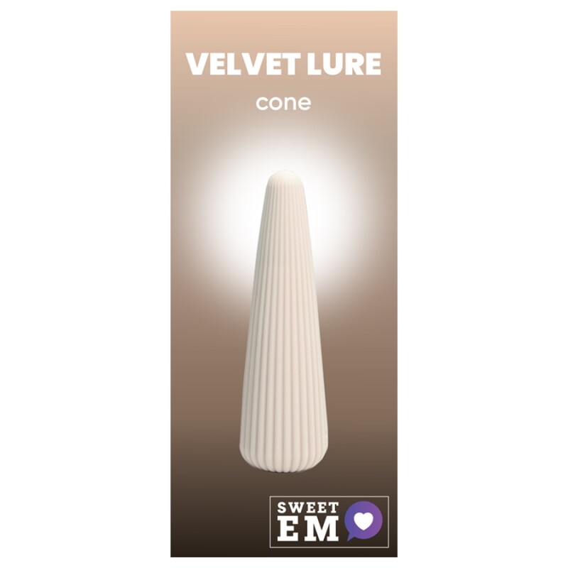Вібратор для клітора Sweet Em Cone у формі конуса, ребристий, бежевий, 12.8 х 3.8 см