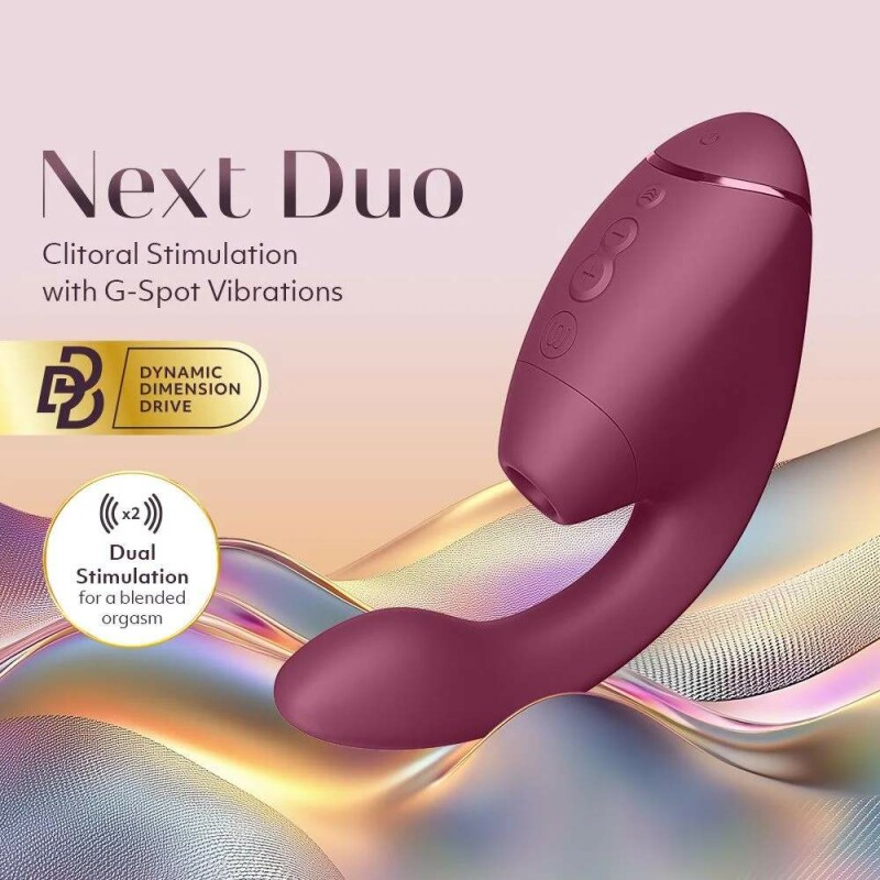 Вакуумний стимулятор Womanizer Next Duo з вібрацією, рожевий, 19.3 х 5.6 см - Изображение 3