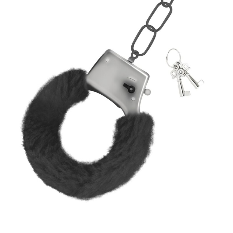 Наручники металеві Crushious Love Cuffs зі штучним чорним хутром, сріблясті - Зображення 2