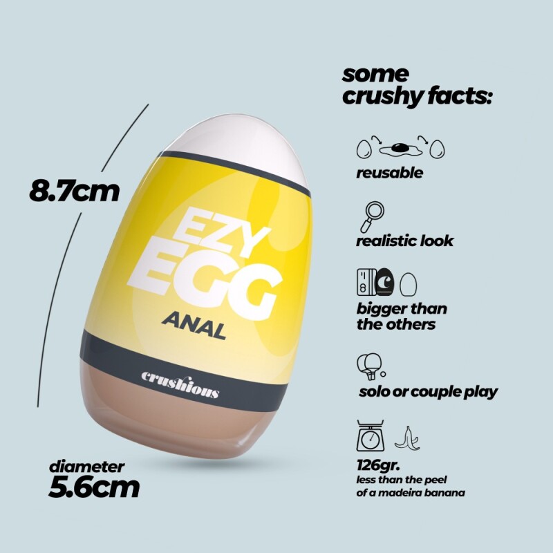 Мастурбатор-яйце Crushious Ezy Egg the Anal анус, бежевий, 8.7 х 5.6 см - Зображення 4