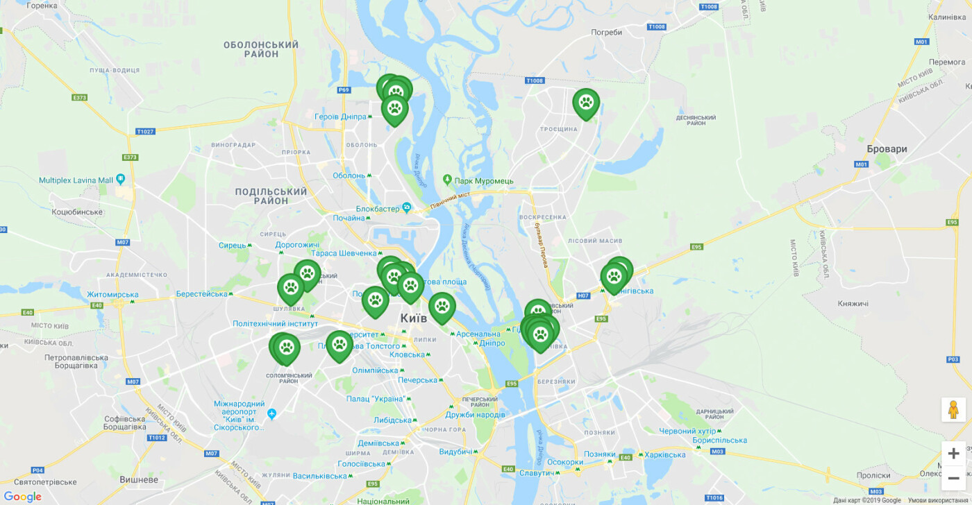 В Киеве появилась онлайн-карта с урнами для уборки после выгула собак