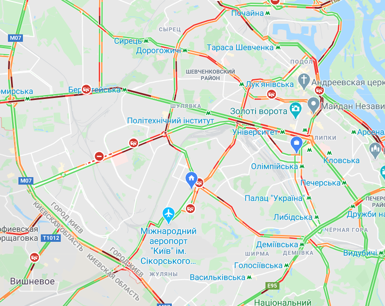Пробки в Киеве: посмотреть на картах Google, фото-2 Пробки в Киеве: посмотреть на картах Google, фото-2