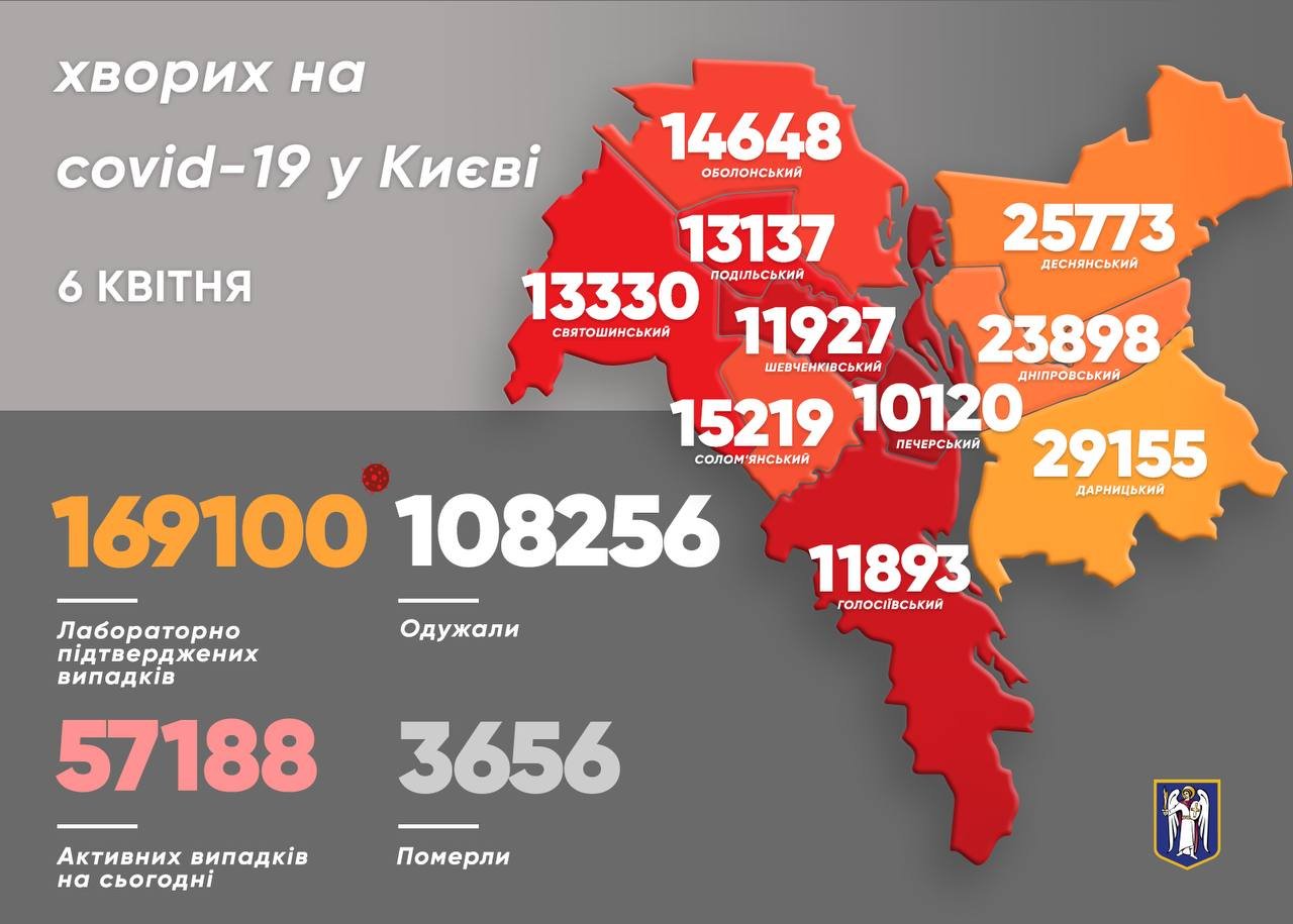 Статистика COVID-19 по районам на 6 апреля