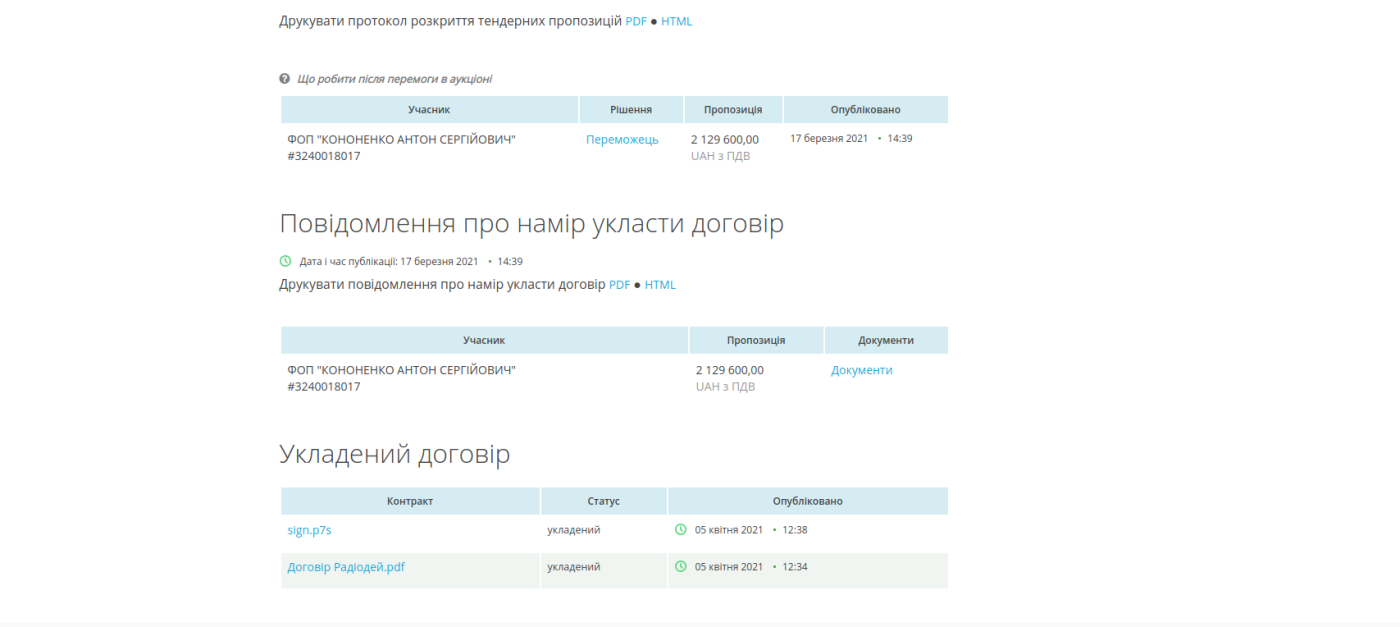 Власти Киева заказали праздничный концерт ко Дню города, Скриншоты с prozorro.gov.ua