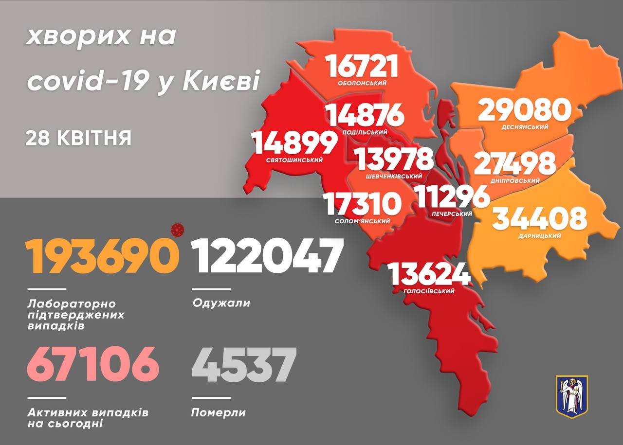 статистика COVID-19 по районам на 28 апреля