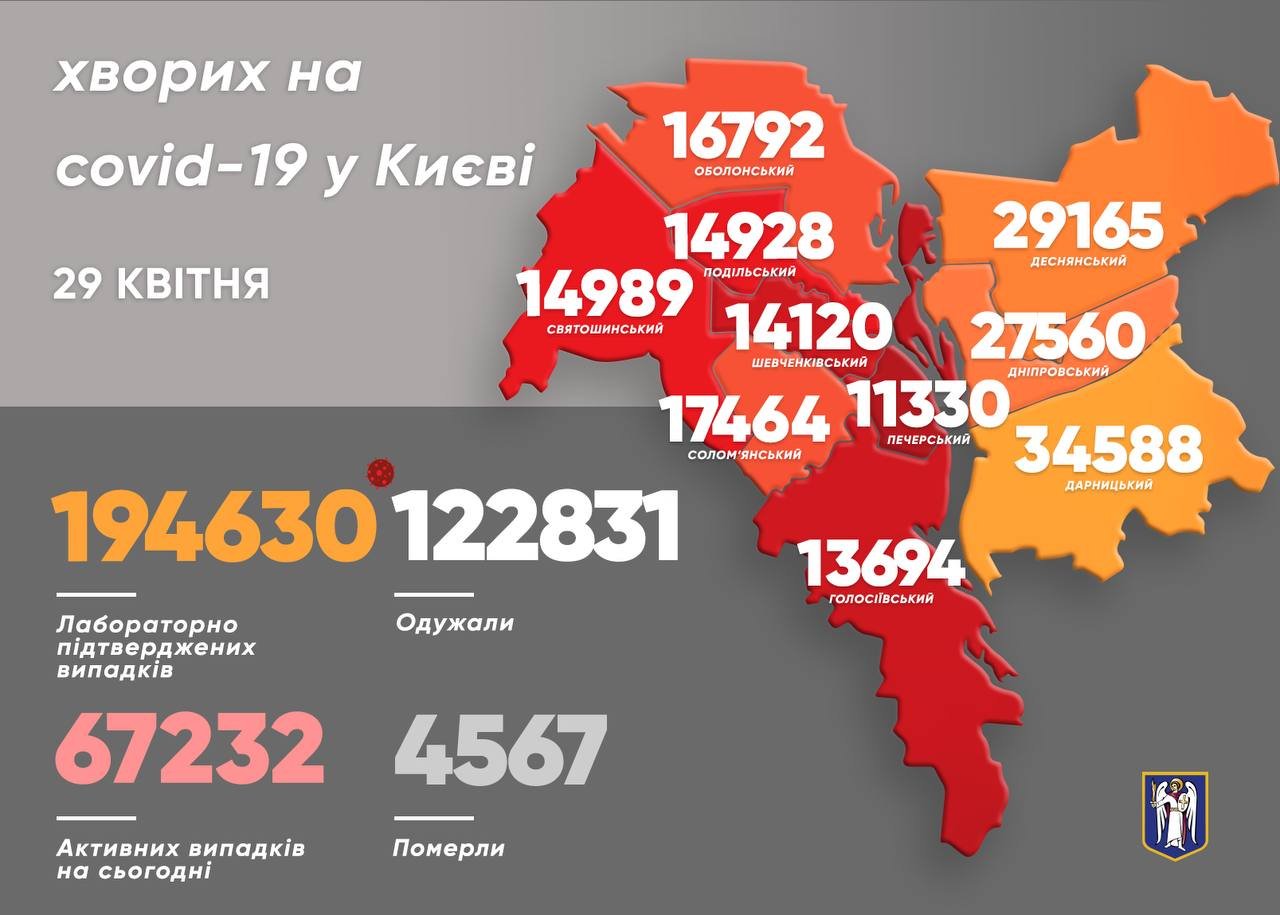 Статистика COVID-19 по районам на 29 апреля.