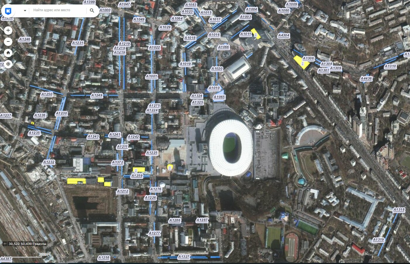 Карта парковок возле "Олимпийского", Фото: КМДА