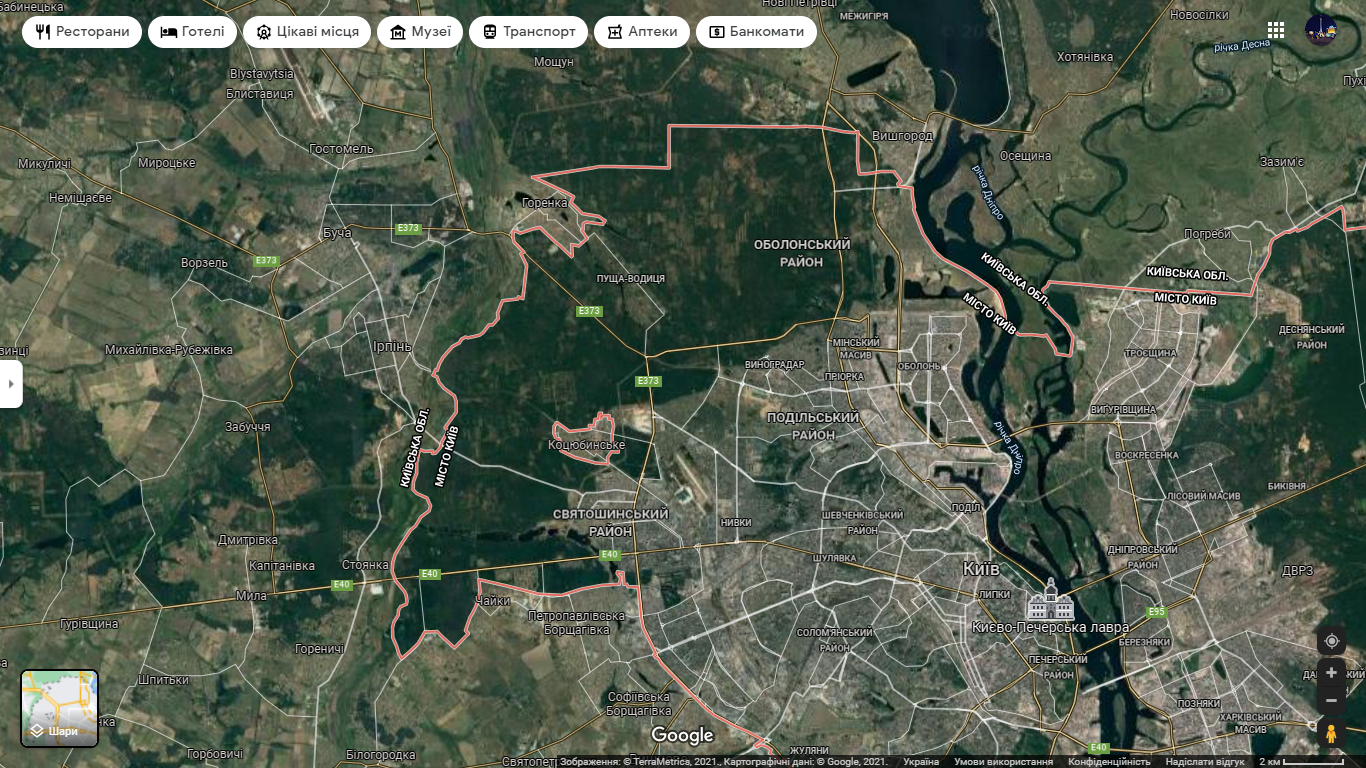 Коцюбинское, Фото: скриншот "Google Maps"