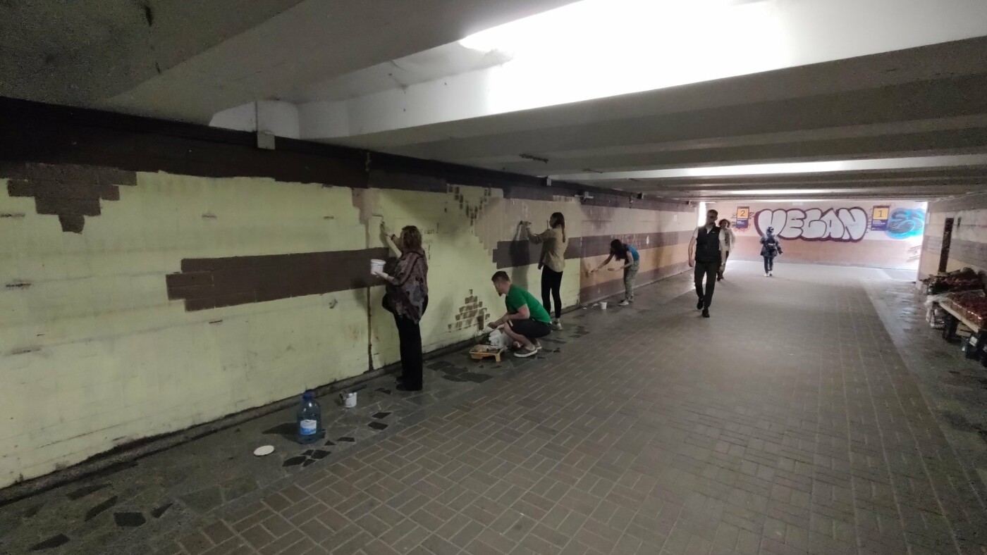 Кияни самостійно перефарбували стіни в переході метро “Теремки”