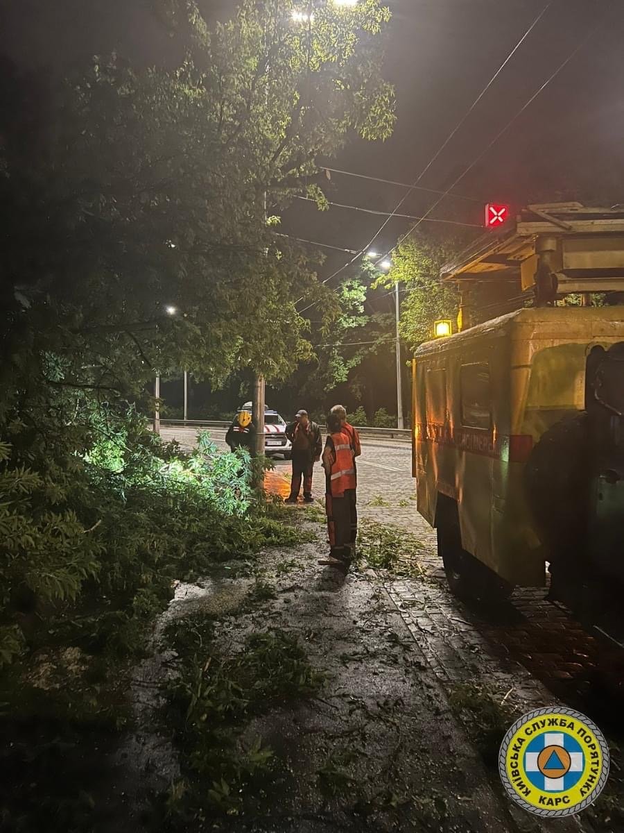 У столиці рятувальники КАРС прибрали дерева, які повалив сильний вітер