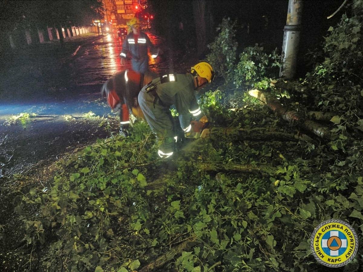 У столиці рятувальники КАРС прибрали дерева, які повалив сильний вітер