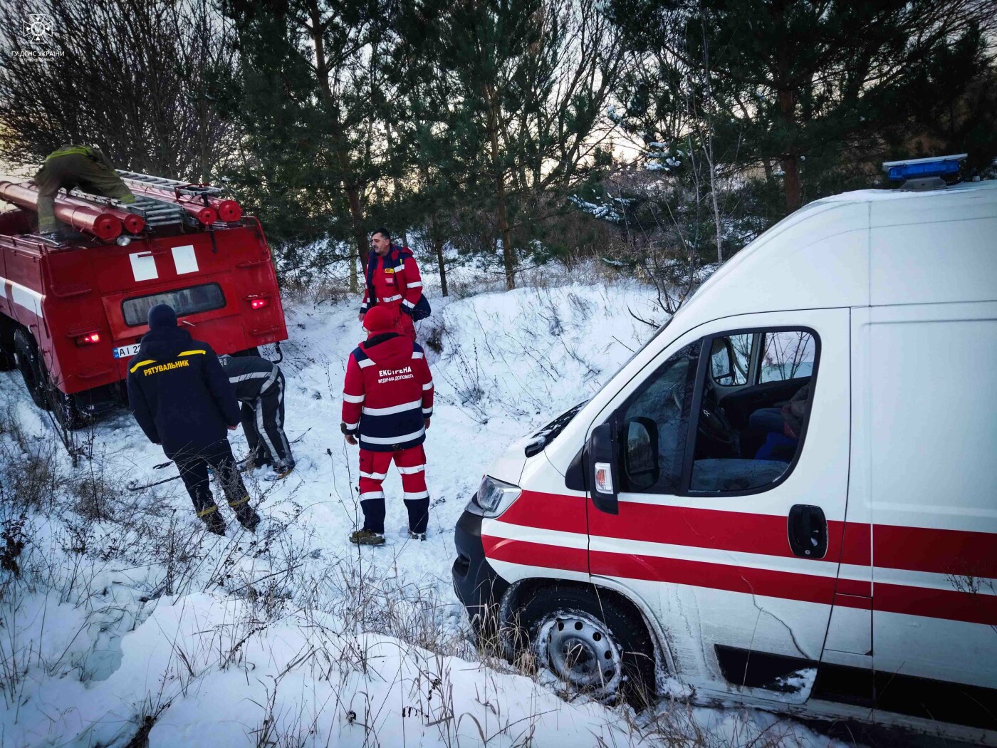 Рятувальники допомогли «швидкій» вибратись із снігового замету