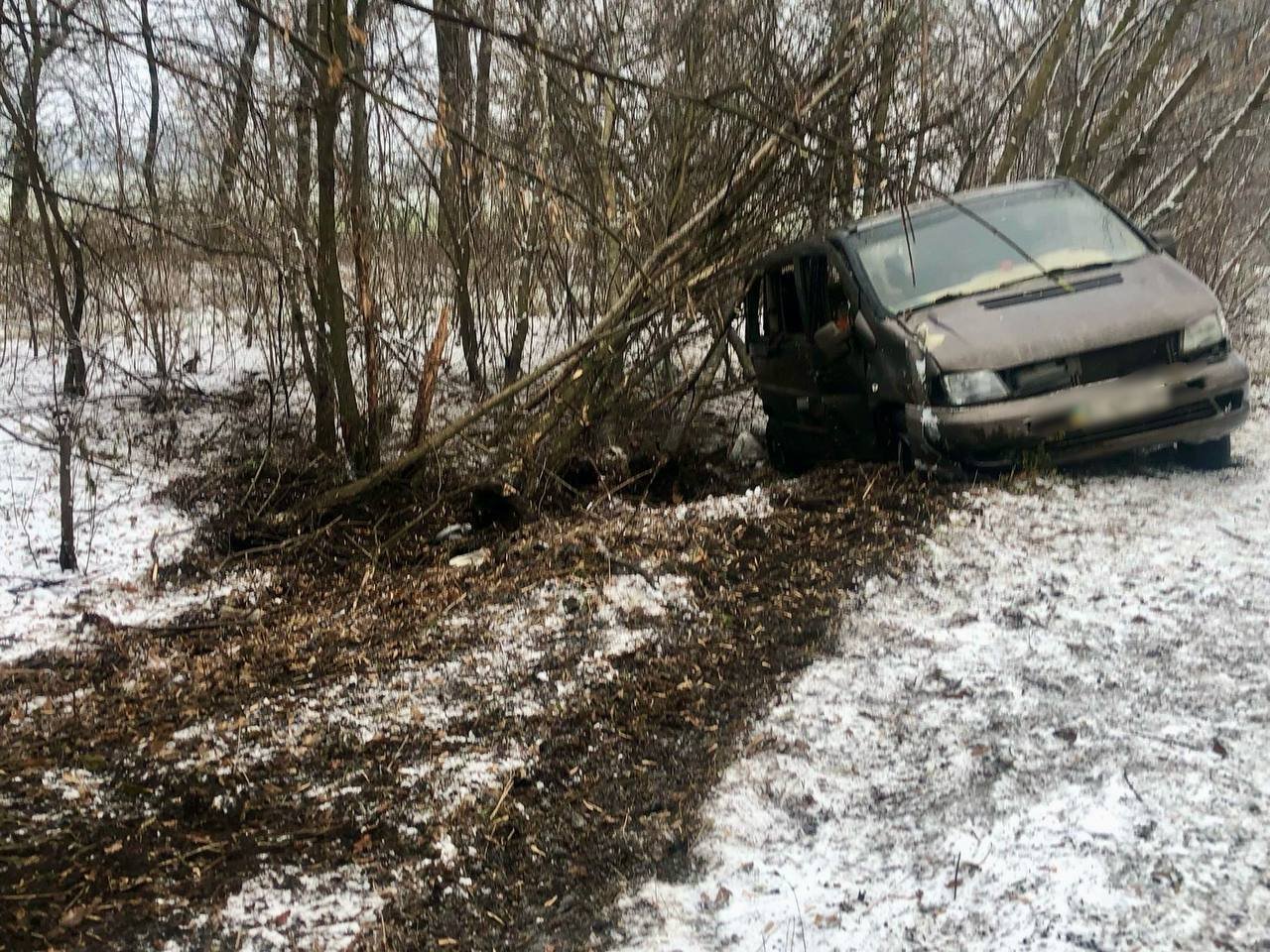 На Білоцерківщині водій мінівена зʼїхав у кювет
