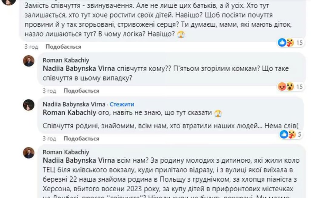 Скріншрти допису Романа Кабачія