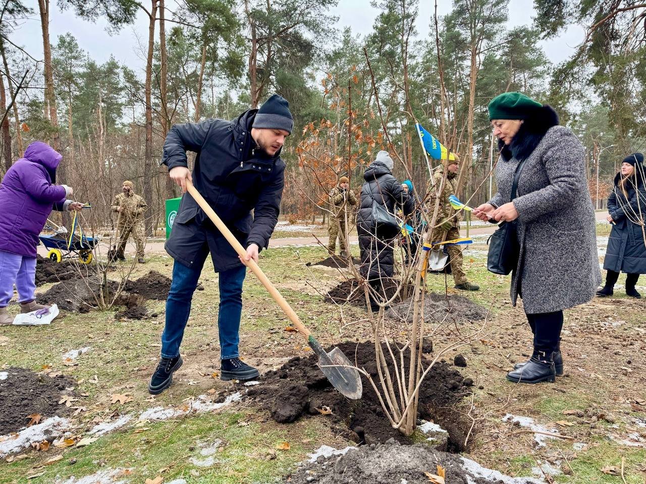 У Києві на честь полеглих захисників висадили калинову алею