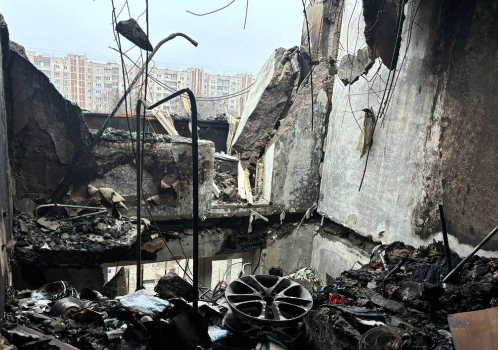 Пожежа після падіння уламків БпЛА