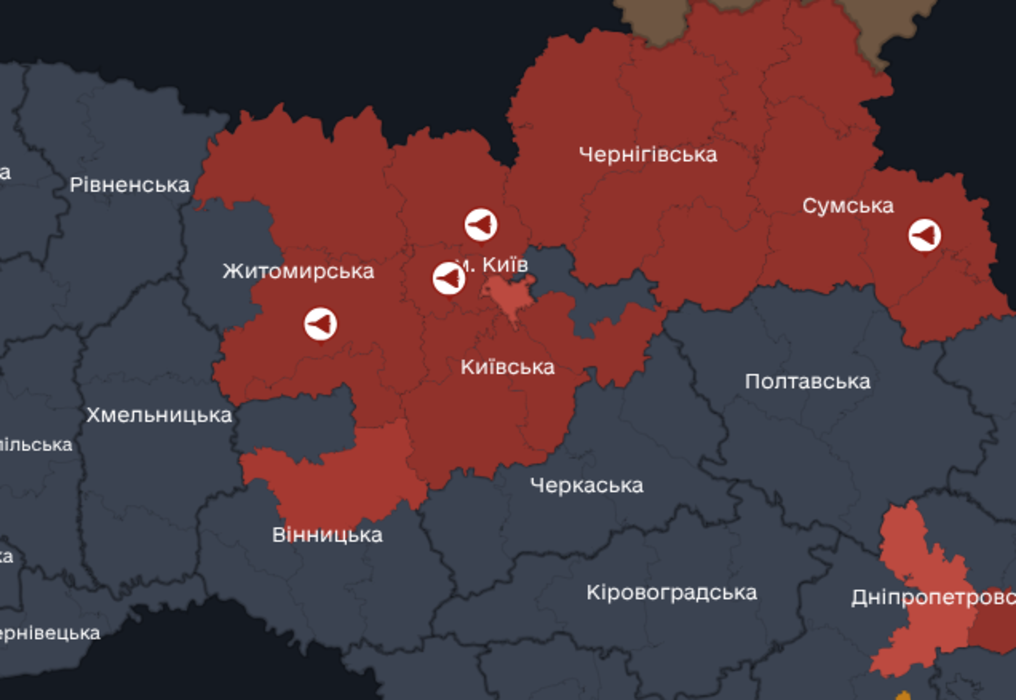 Карта руху БпЛА над Києвом