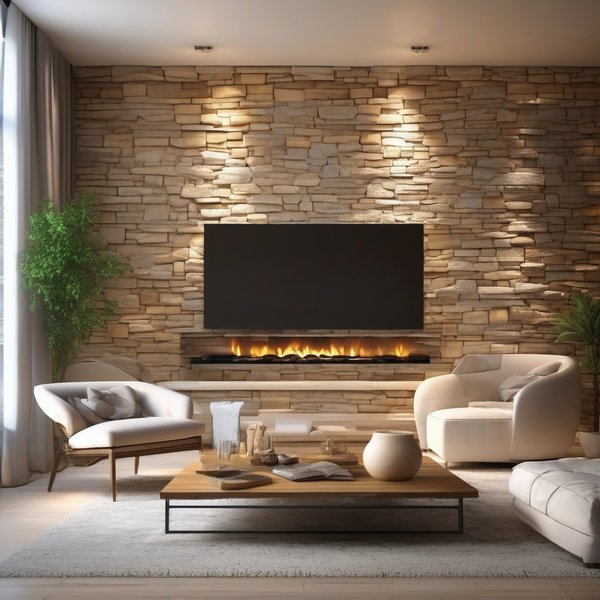 Сочетание дерева и камня в современном интерьере