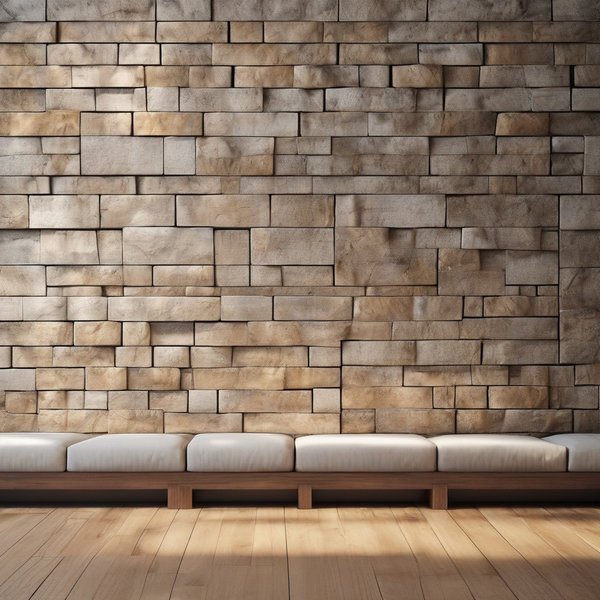 Акцентная стена из камня и дерева